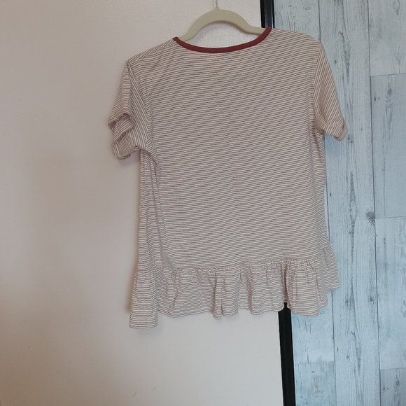 NWOT - Ten Sixty Sherman Striped Tee with Ruffled Bottom - Picture 1 of 5